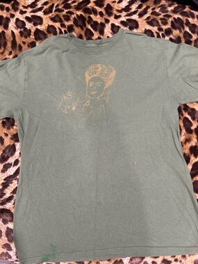 frida kahlo Olive Green Graphic Crewneck T-Shirt